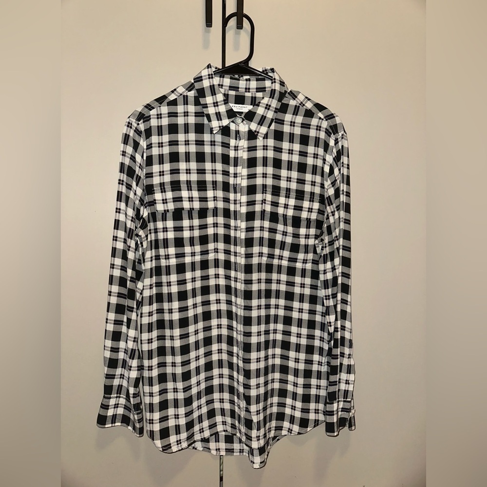 EQUIPMENT Femme Signature 100% Silk Plaid Blouse Button Front Size S/P